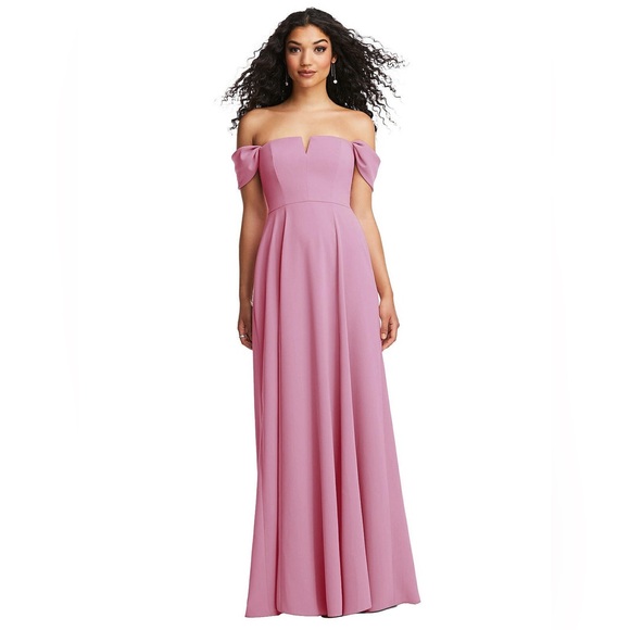 DESSY COLLECTION Off-The-Shoulder Pleated Formal Maxi Dress Pink Gown Size 18 - Picture 1 of 13